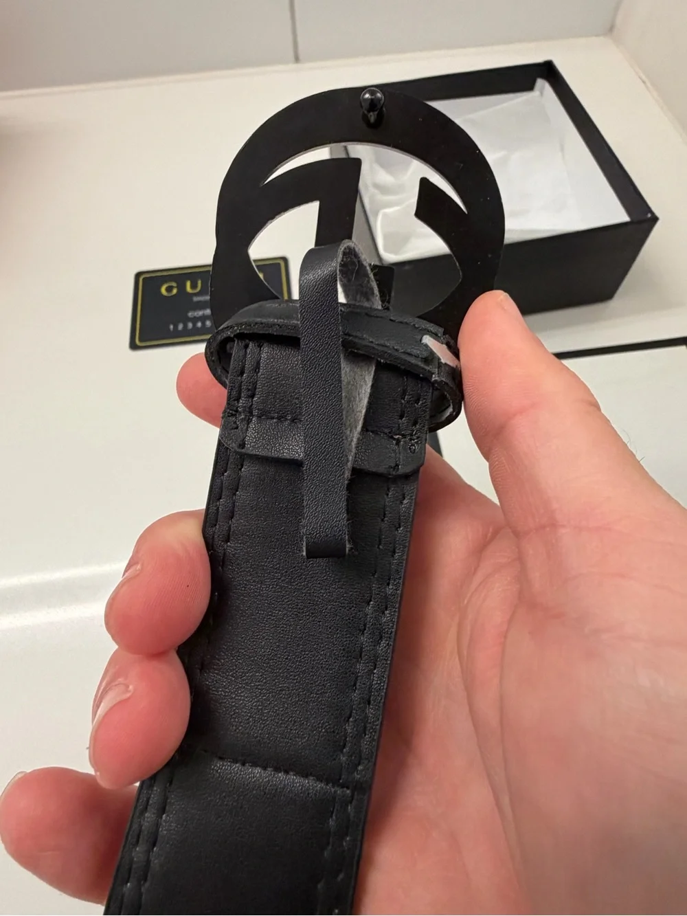Gucci GG Supreme Web Stripe Belt | Black Leather
